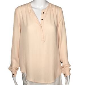 Scotch & Soda Midnight Safari Pink Sheer Long Sleeve Classic Blouse Tunic Top XS